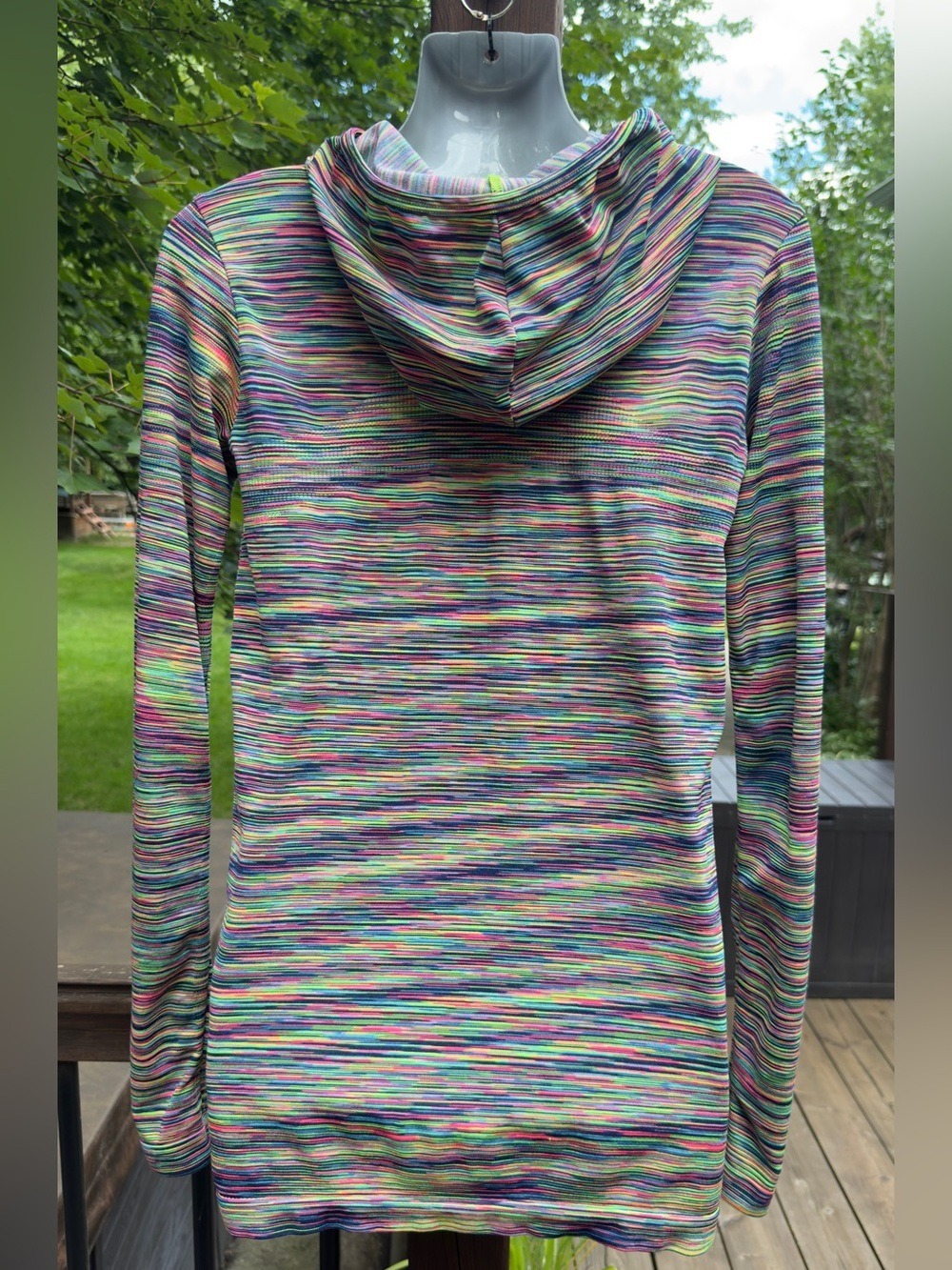 Diadora Multicolor Space Dye Hooded Long Sleeve Athletic Top | Size XS - Picture 5 of 9